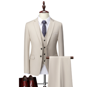 3 pieces cream color business men's suit